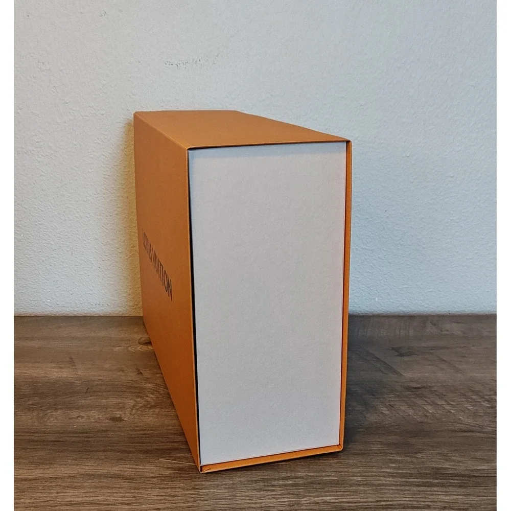 Louis Vuitton Magnetic Storage Box 14x10x5 Orange Saffron Logo Ribbon Gift